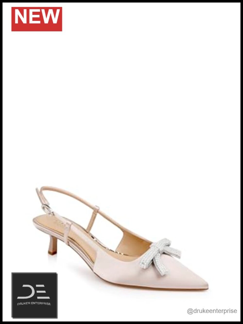 Kitten Heels Slingback Pearled Bow Pointed Toe Formal Shoes